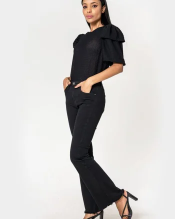 Pantaloni negri Evazati  J230-1 M7 19100, Negru