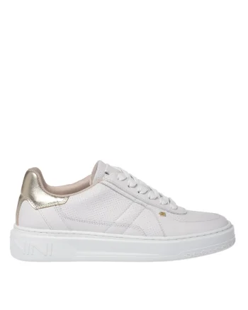 Pantofi sport de piele cu garnitura contrastanta, Alb