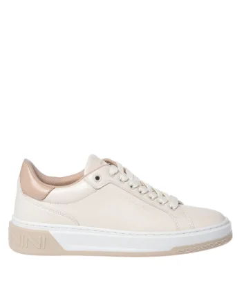 Pantofi sport de piele cu talpa plata, Alb murdar