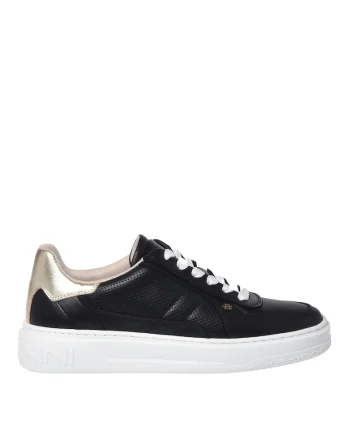 Pantofi sport de piele cu garnitura contrastanta, Negru