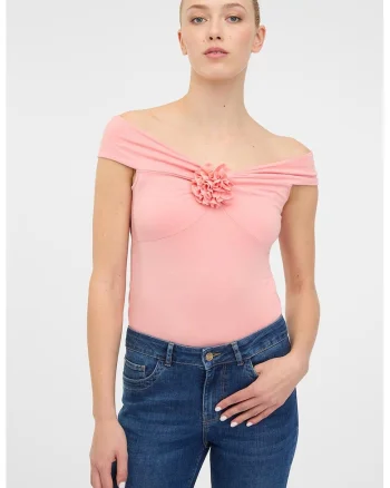 Bluza uni slim fit, Roz deschis