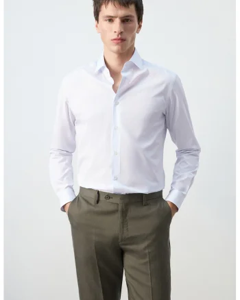 Camasa slim-fit din bumbac Essentials, Alb optic