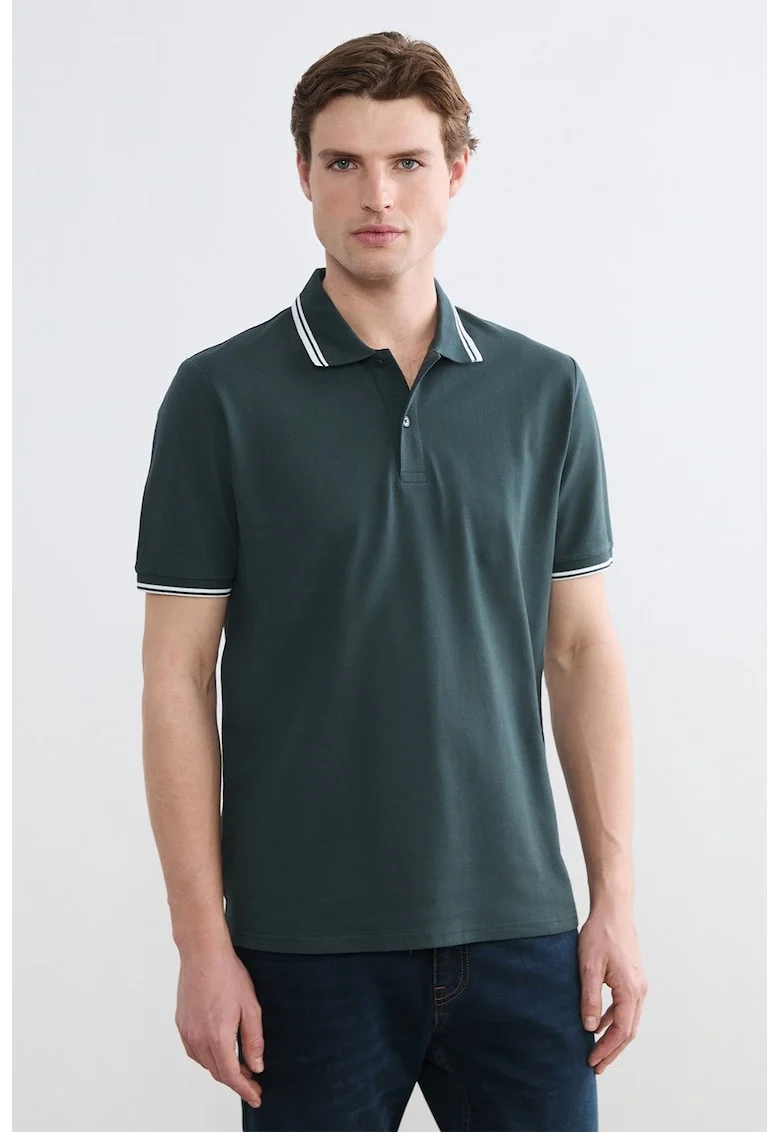 Tricou polo din amestec de bumbac, Verde inchis