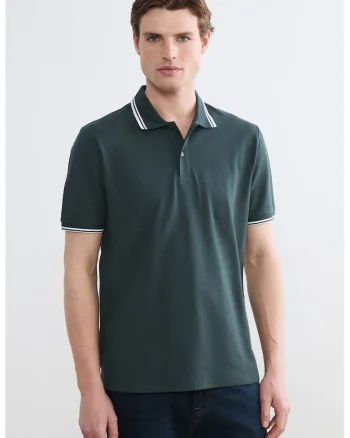 Tricou polo din amestec de bumbac, Verde inchis