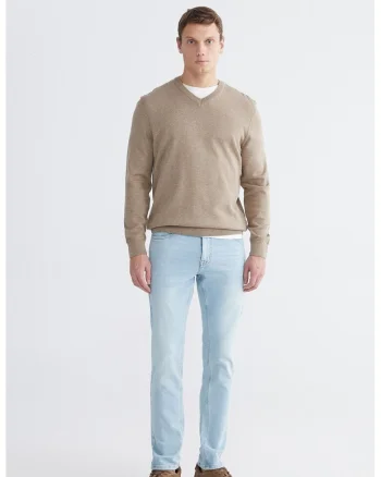 Blugi slim fit cu talie medie, Albastru deschis