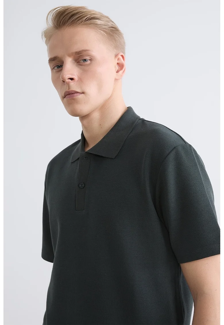 Tricou polo din amestec de bumbac, Gri antracit