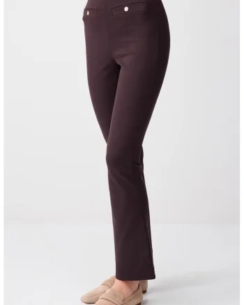 Pantaloni slim-fit cu talie inalta, Maro cognac