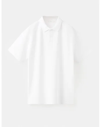 Tricou polo cu fenta cu nasturi, Alb