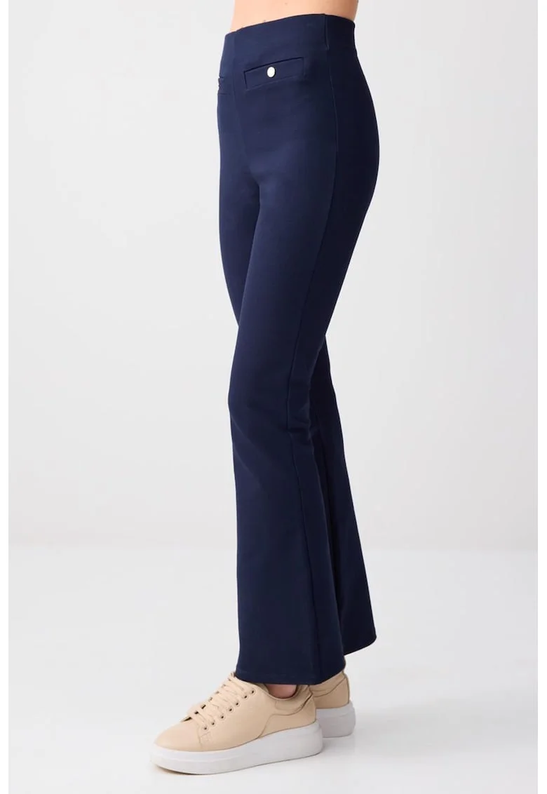 Pantaloni slim-fit cu talie inalta, Bleumarin