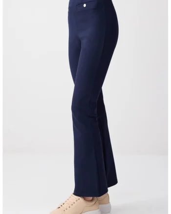 Pantaloni slim-fit cu talie inalta, Bleumarin