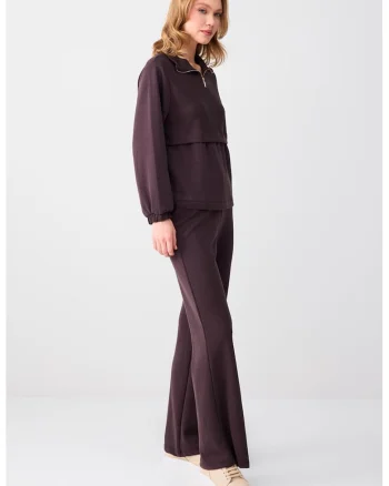 Pantaloni relaxed-fit din amestec de modal, Maro cognac