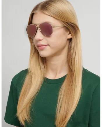 Ochelari de soare aviator polarizati, Auriu/Roz