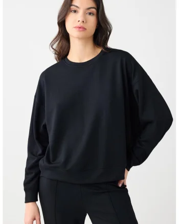 Bluza de trening din amestec de modal cu maneci cazute, Negru