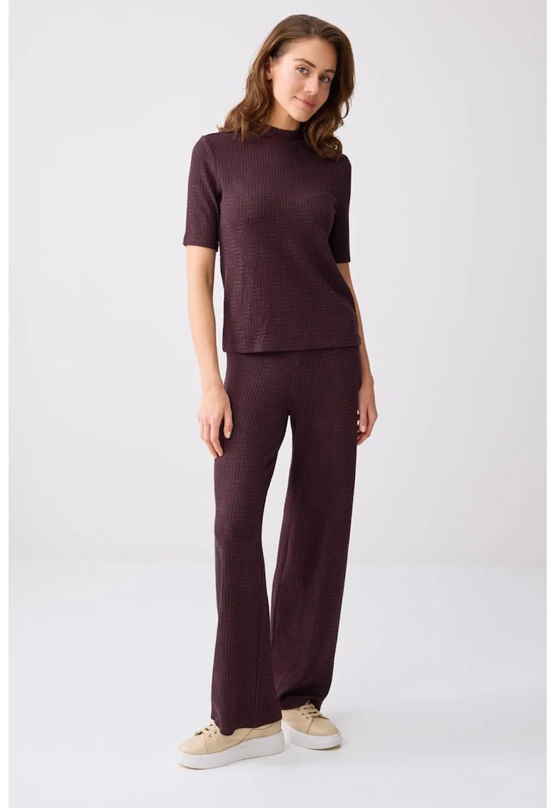 Pantaloni din tricot cu croiala ampla, Maro cognac
