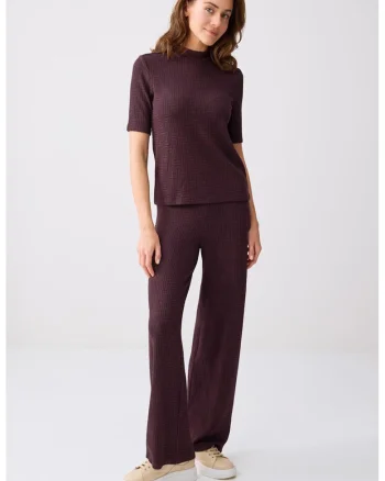 Pantaloni din tricot cu croiala ampla, Maro cognac