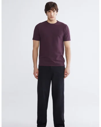 Tricou uni cu decolteu la baza gatului, Violet pruna