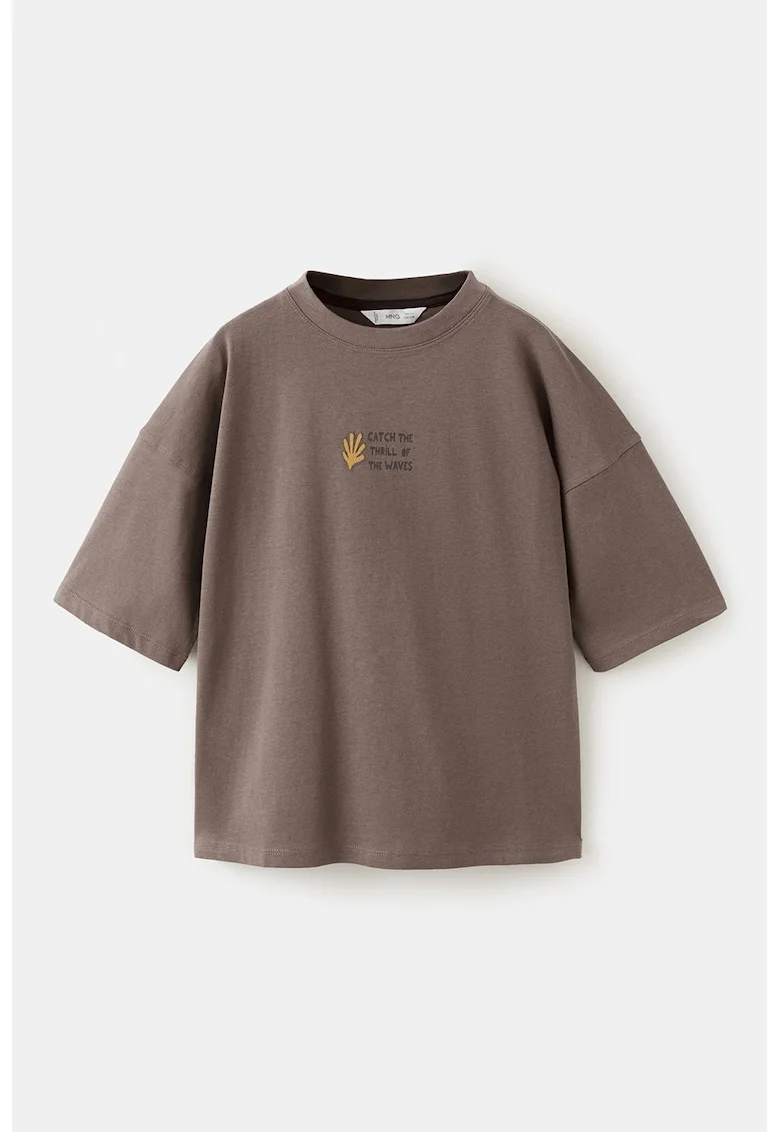 Tricou supradimensionat de bumbac, Maro taupe