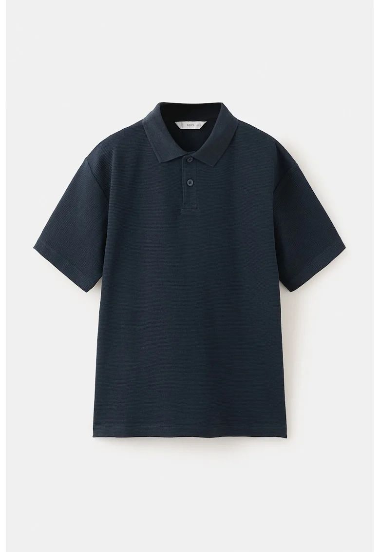 Tricou polo cu fenta cu nasturi, Bleumarin