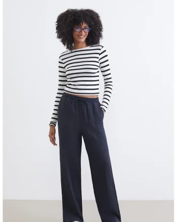 Pantaloni din amestec de lyocell, Bleumarin