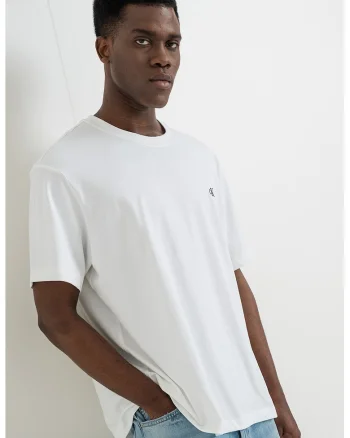 Tricou din bumbac cu decolteu la baza gatului, Alb optic