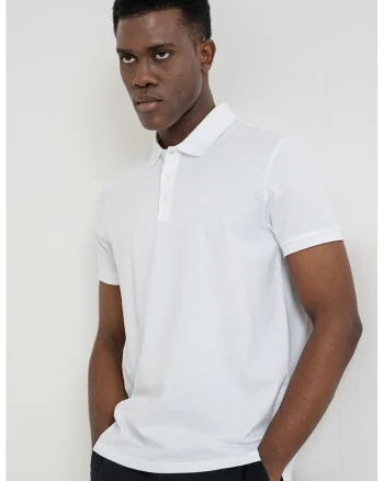 Tricou polo de bumbac, Alb optic