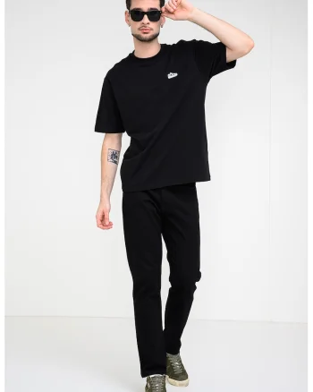 Tricou din bumbac cu aplicatie brodata, Negru