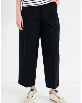 Pantaloni crop cu croiala ampla, Negru
