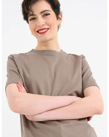 Tricou lejer din bumbac, Maro taupe deschis