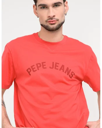 Tricou din bumbac cu imprimeu logo, Rosu