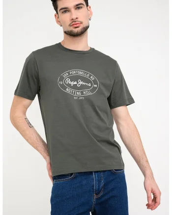 Tricou din bumbac cu imprimeu logo, Verde sparanghel