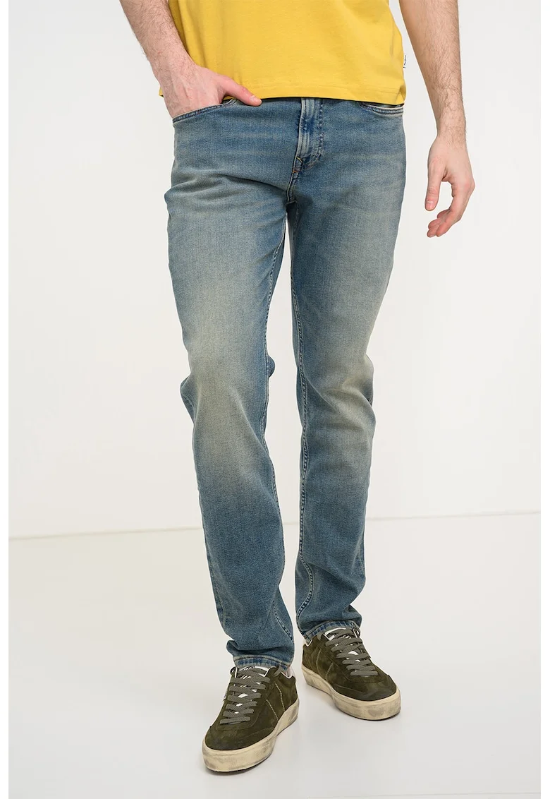 Blugi slim-fit cu talie medie, Albastru prafuit