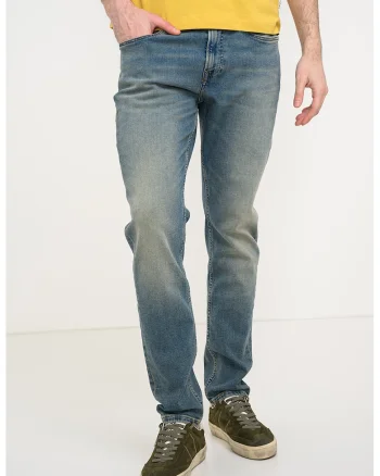 Blugi slim-fit cu talie medie, Albastru prafuit