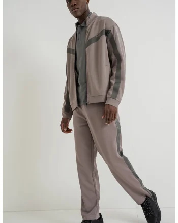 Bluza lejera de trening fermoar Darti, Maro taupe