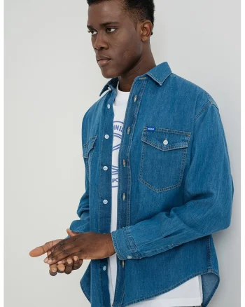 Camasa din denim Ebino, Albastru pastel