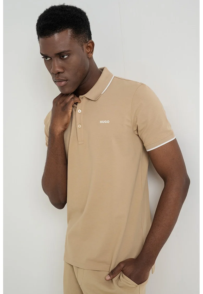 Tricou polo slim fit Dinoso, Maro nisip