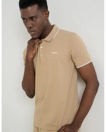 Tricou polo slim fit Dinoso, Maro nisip