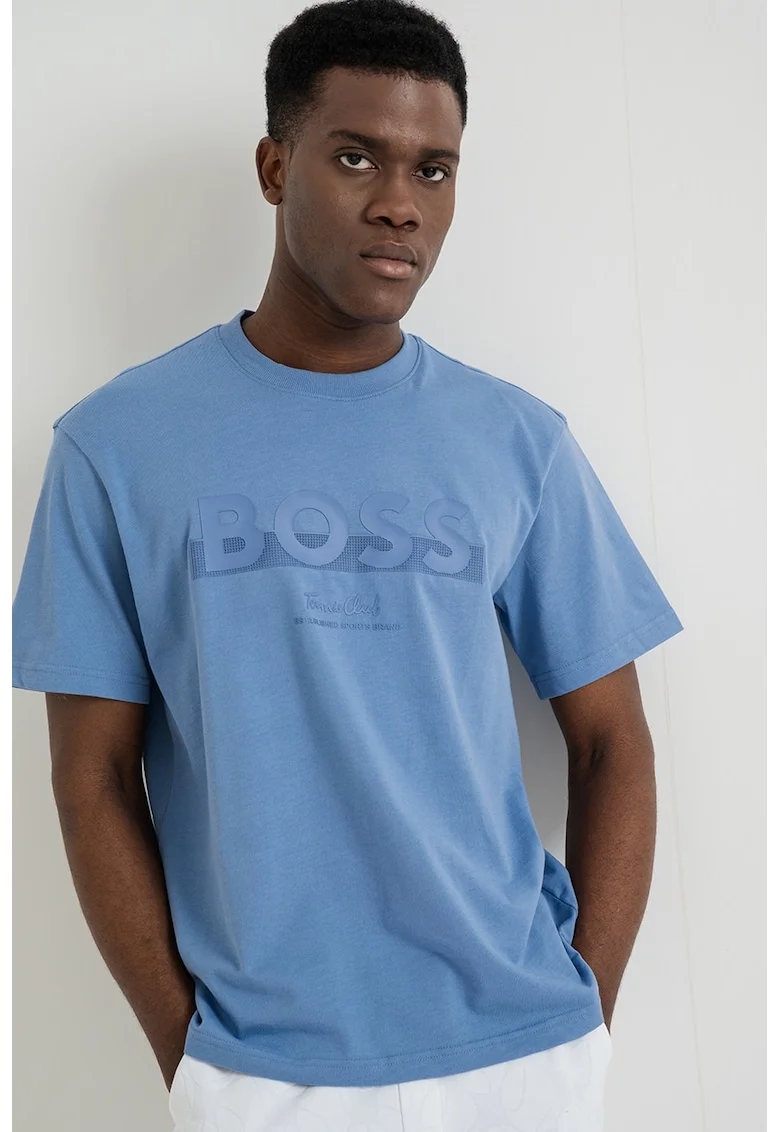 Tricou cu imprimeu logo, Albastru prafuit