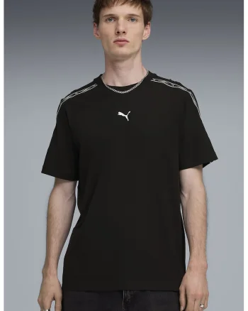Tricou regular fit cu benzi logo laterale, Alb/Negru