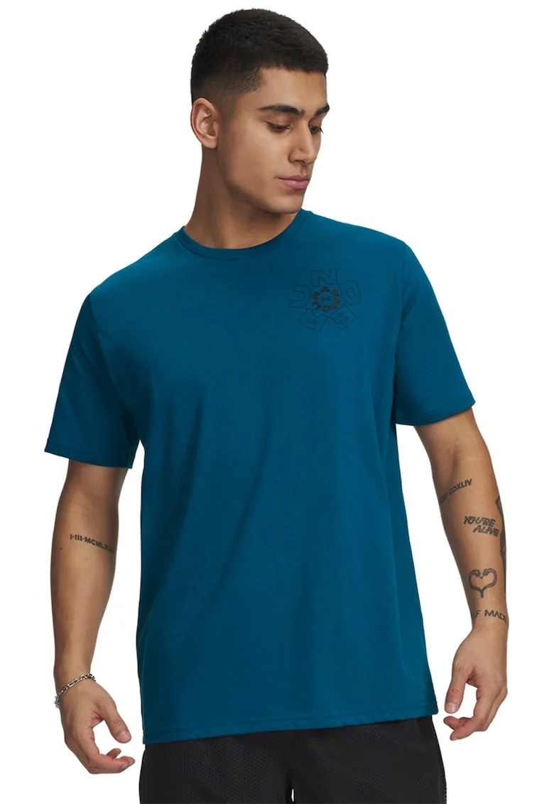 Tricou din amestec de bumbac Radial, Albastru inchis/Roz pastel/Galben pal