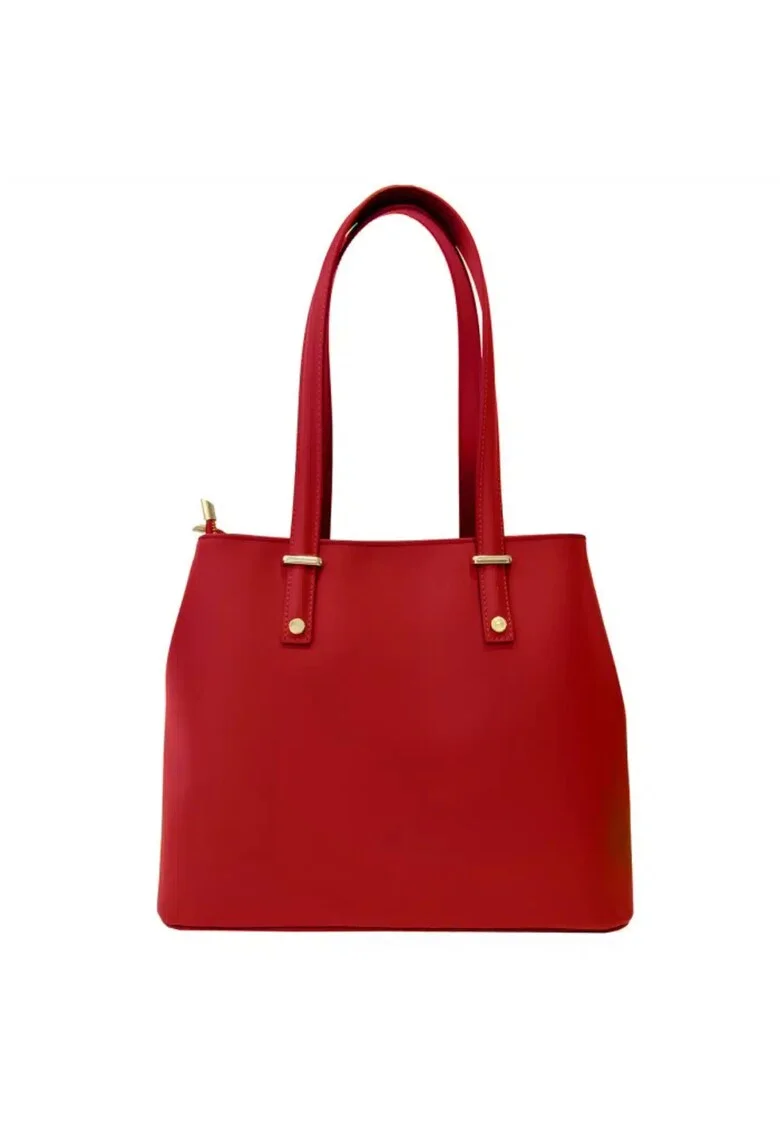 Geanta dama din piele naturala  Rosina, Rosu, 33 x 27,5 x 14 cm