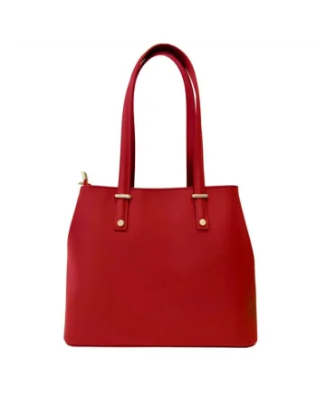 Geanta dama din piele naturala  Rosina, Rosu, 33 x 27,5 x 14 cm