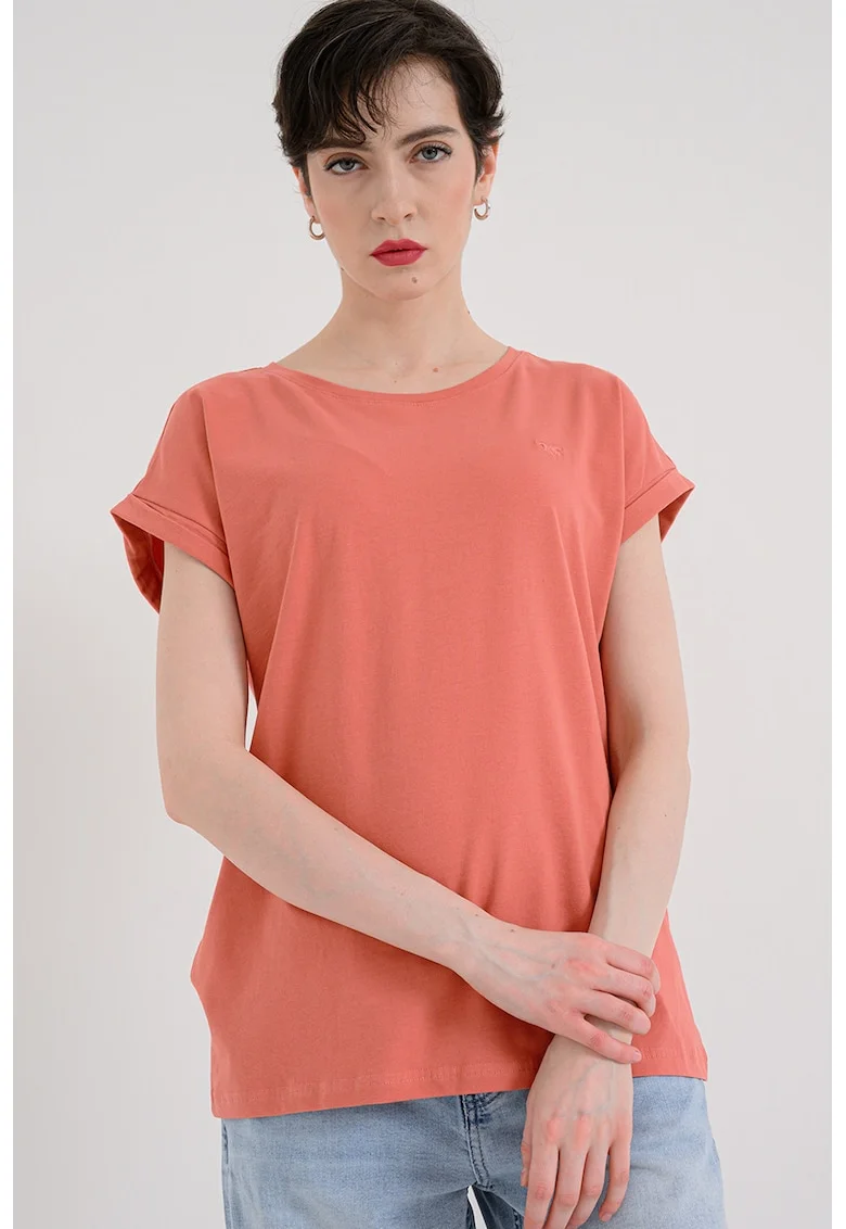 Tricou uni cu decolteu la baza gatului Lesley, Rosu capsuna
