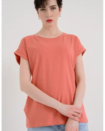 Tricou uni cu decolteu la baza gatului Lesley, Rosu capsuna