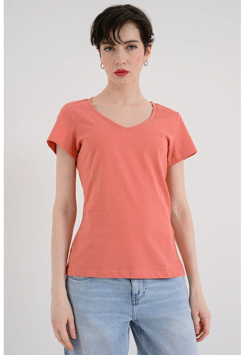 Tricou cu decolteu in V Beverly, Rosu capsuna