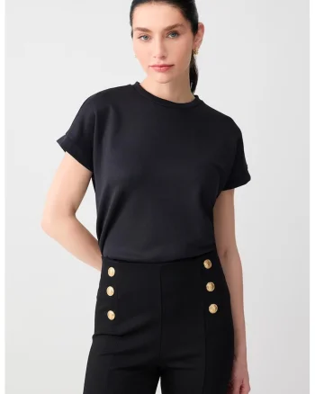 Tricou uni din amestec de modal, Negru