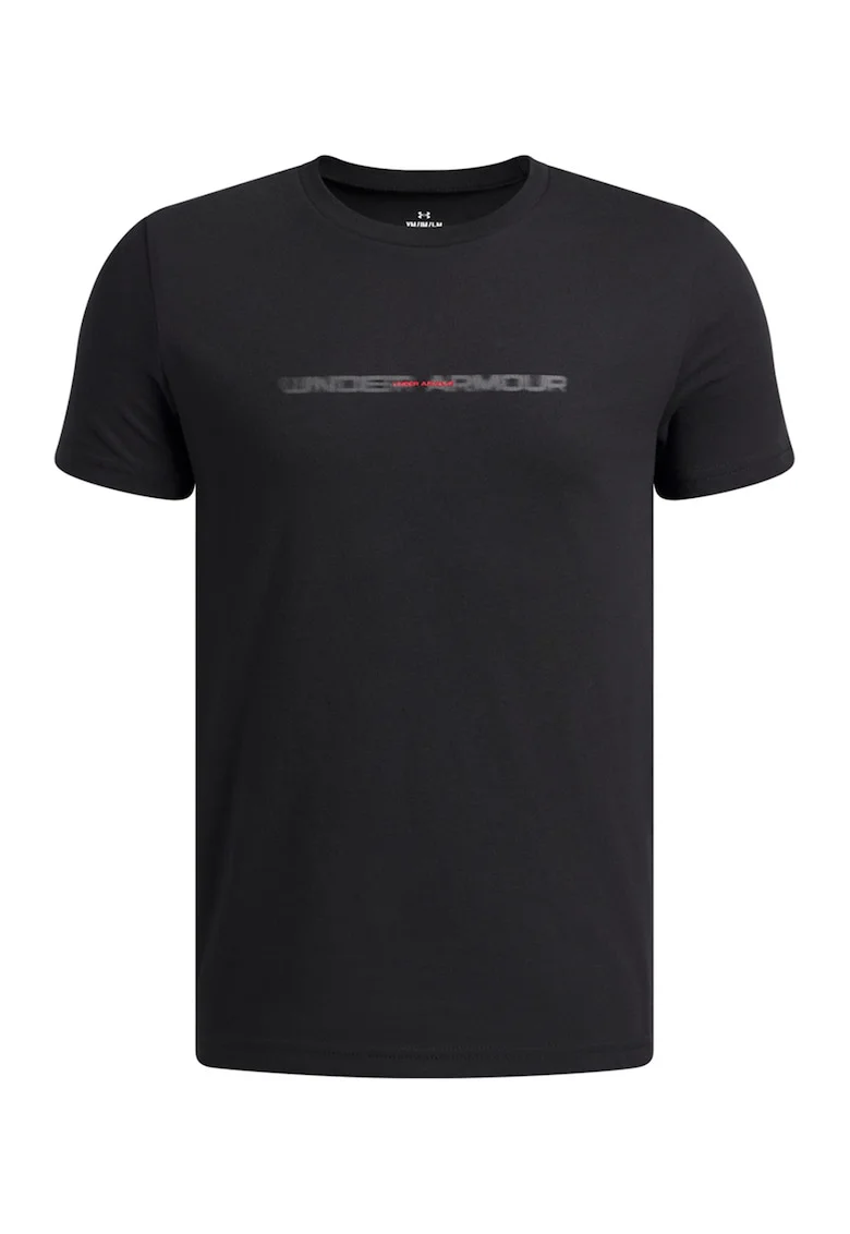 Tricou cu decolteu la baza gatului Blurry, Negru/Rosu vermillion