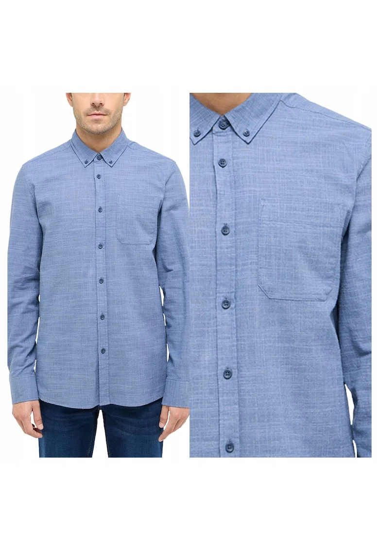 Camasa Barbati,  Rawlins, Regular Fit, Design Clasic, Maneci Lungi, Cu Guler, Cu Nasturi, Bumbac, M INTL, Albastru