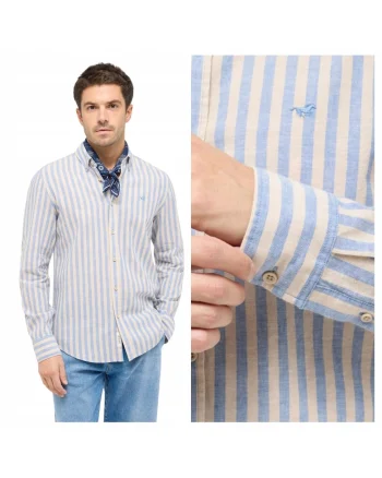 Camasa Barbati,  Style Rawlins, Regular Fit, Design Clasic, Maneci Lungi, Cu Guler, Cu Nasturi, Bumbac, M INTL, Albastru