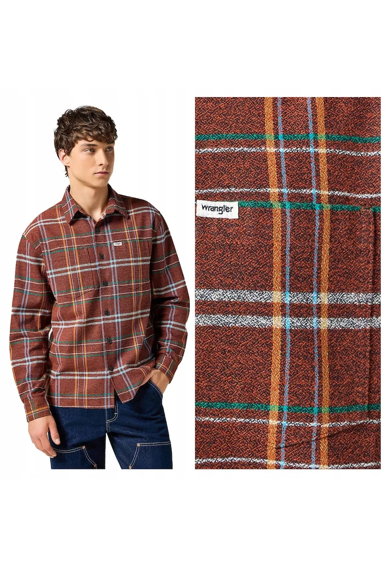Camasa Barbati,  Non Frayed Plaid Shirt, Regular Fit, Design Clasic, Maneci Lungi, Cu Guler, Cu Nasturi, Bumbac, 2XL INTL, Multicolor