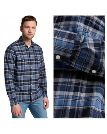 Camasa Barbati,  Regular Shirt, Regular Fit, Design Clasic, Maneci Lungi, Cu Guler, Cu Nasturi, Bumbac, Albastru